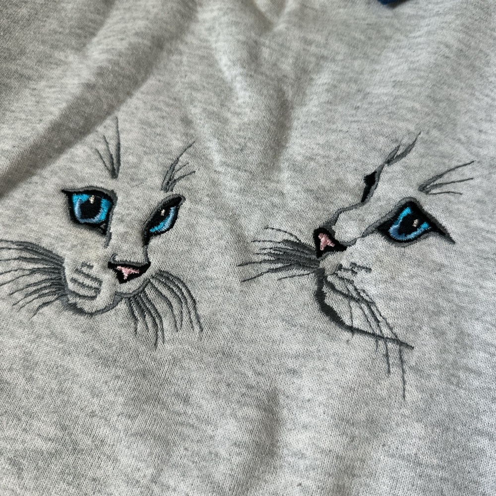 Gray Cat Embroidered Men's Sweater - Picture 2 of 2
